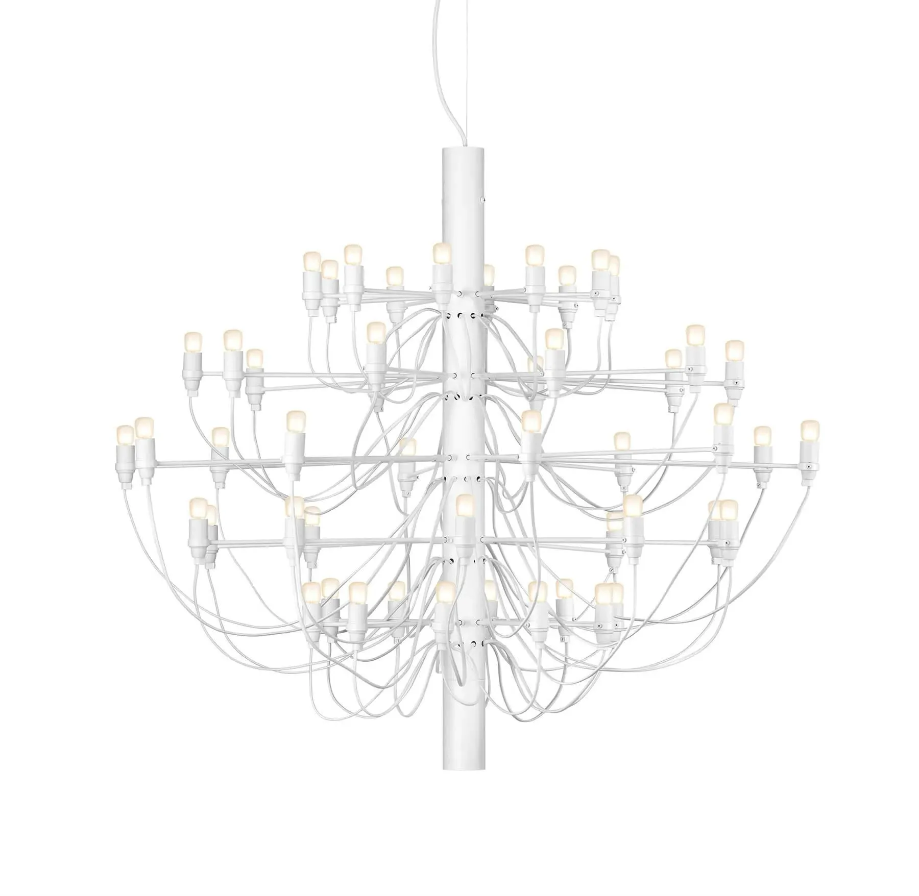 50-Light Chandelier with Frosted Bulbs - White, Steel