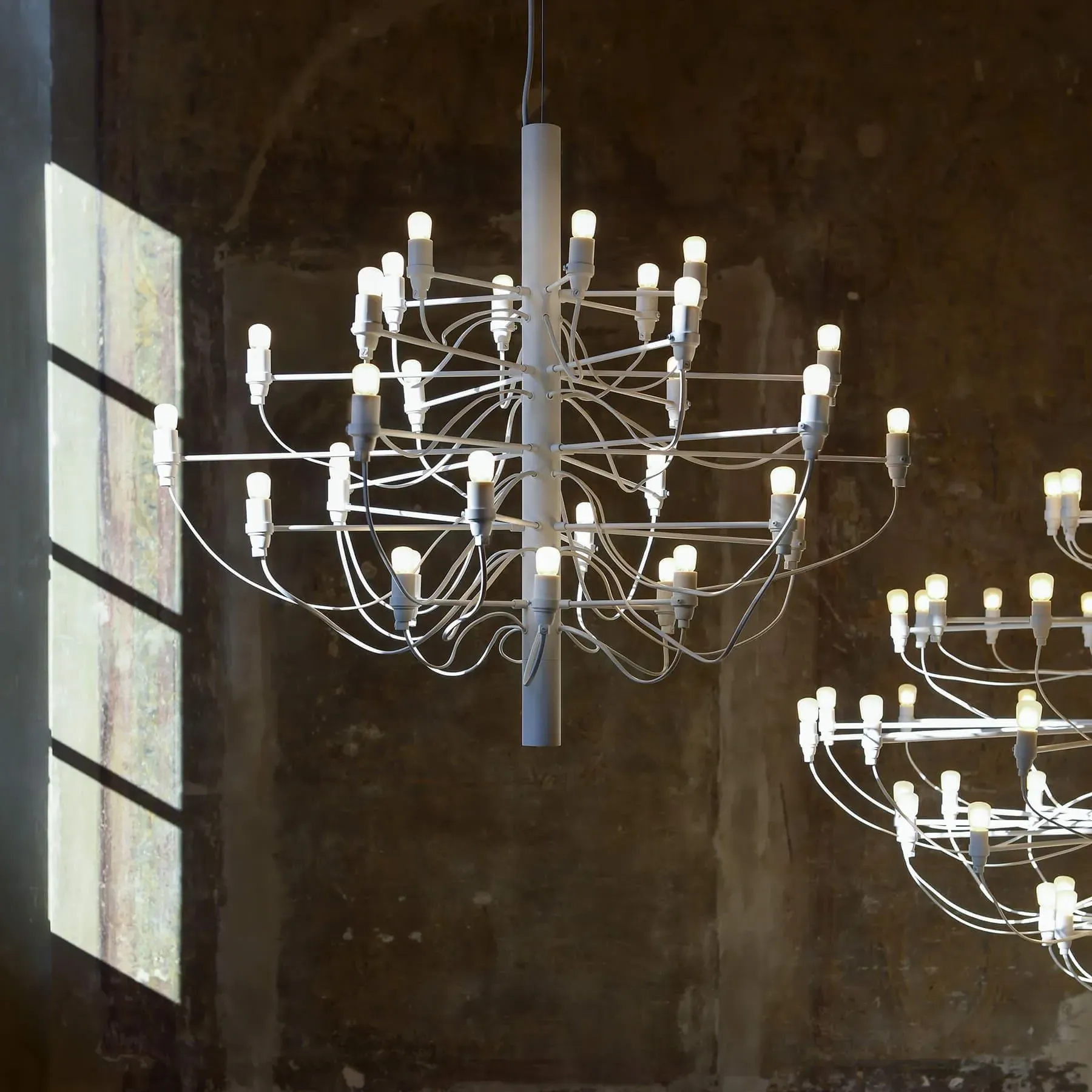 75-Light Chandelier with Clear Bulbs - Black, Steel