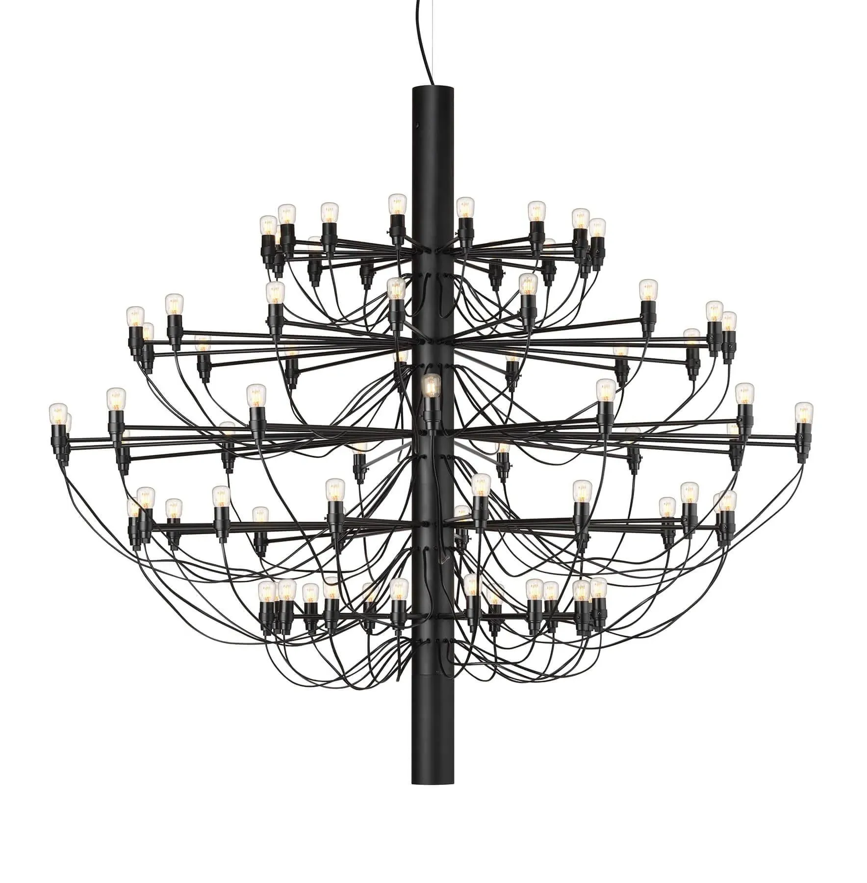 75-Light Chandelier with Clear Bulbs - Black, Steel