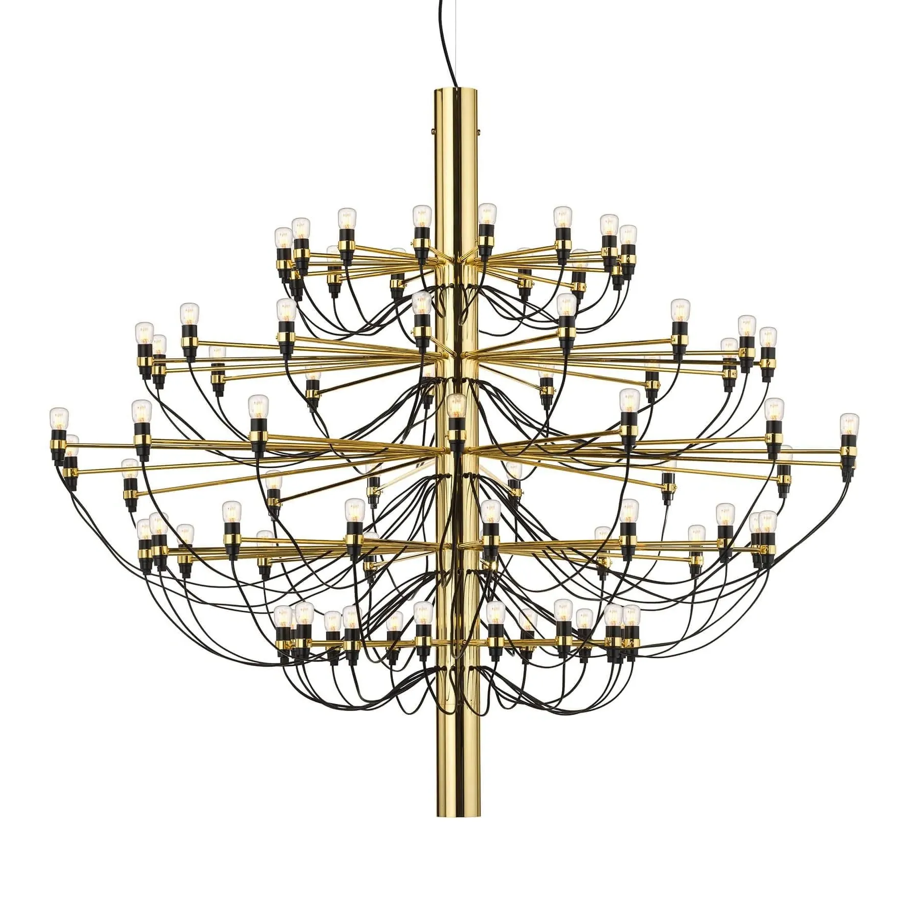 75-Light Chandelier with Clear Bulbs - Brass, Steel