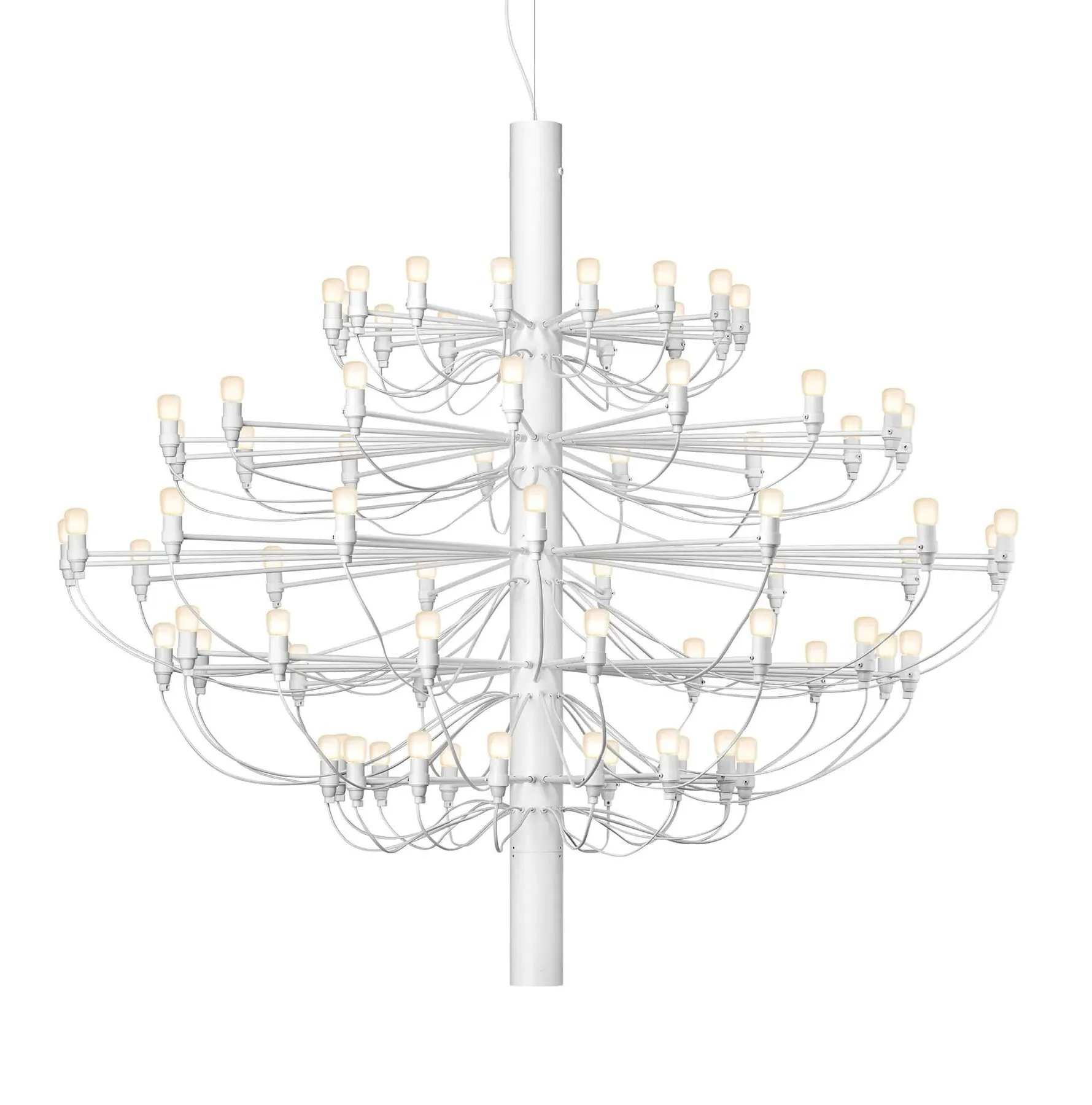 75-Light Chandelier with Frosted Bulbs - White, Steel