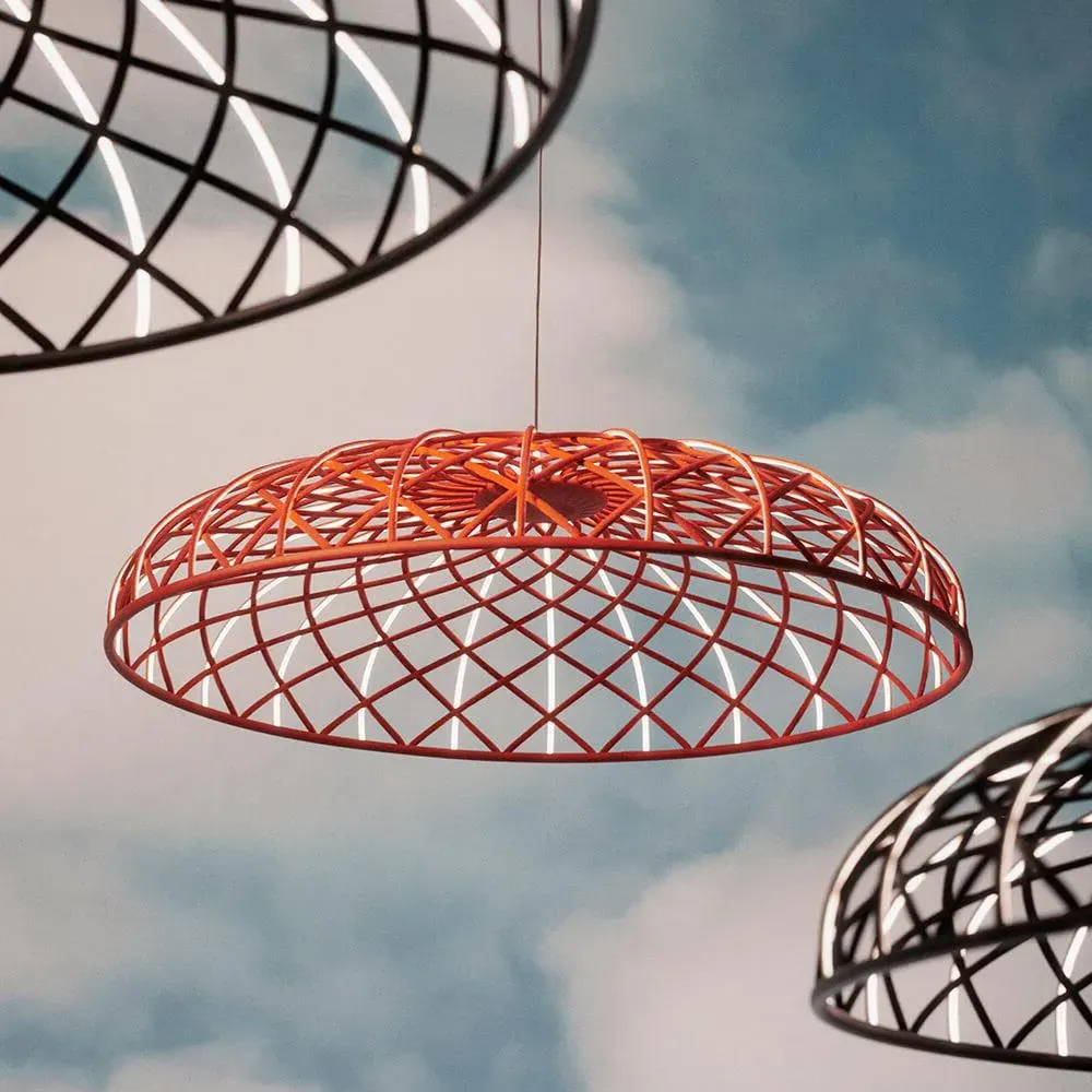 Dome Pendant Light with LED Strips - Blue, Cord