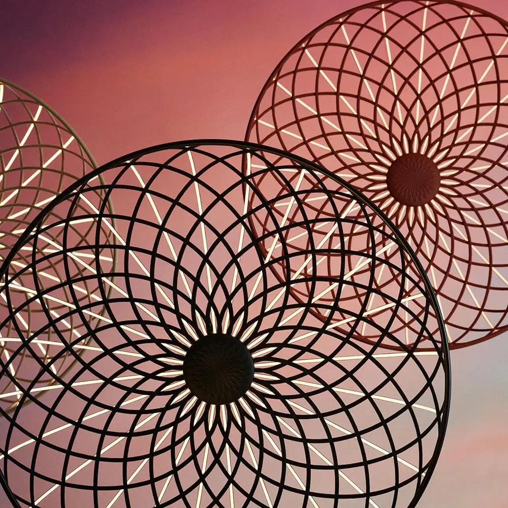 Dome Pendant Light with LED Strips - Blue, Cord