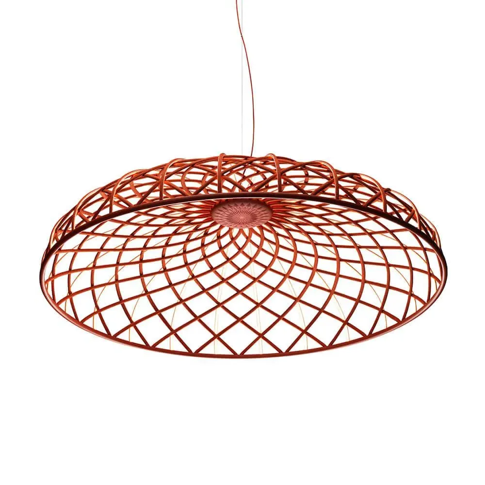 Dome Pendant Light with LED Strips - Red, Cord