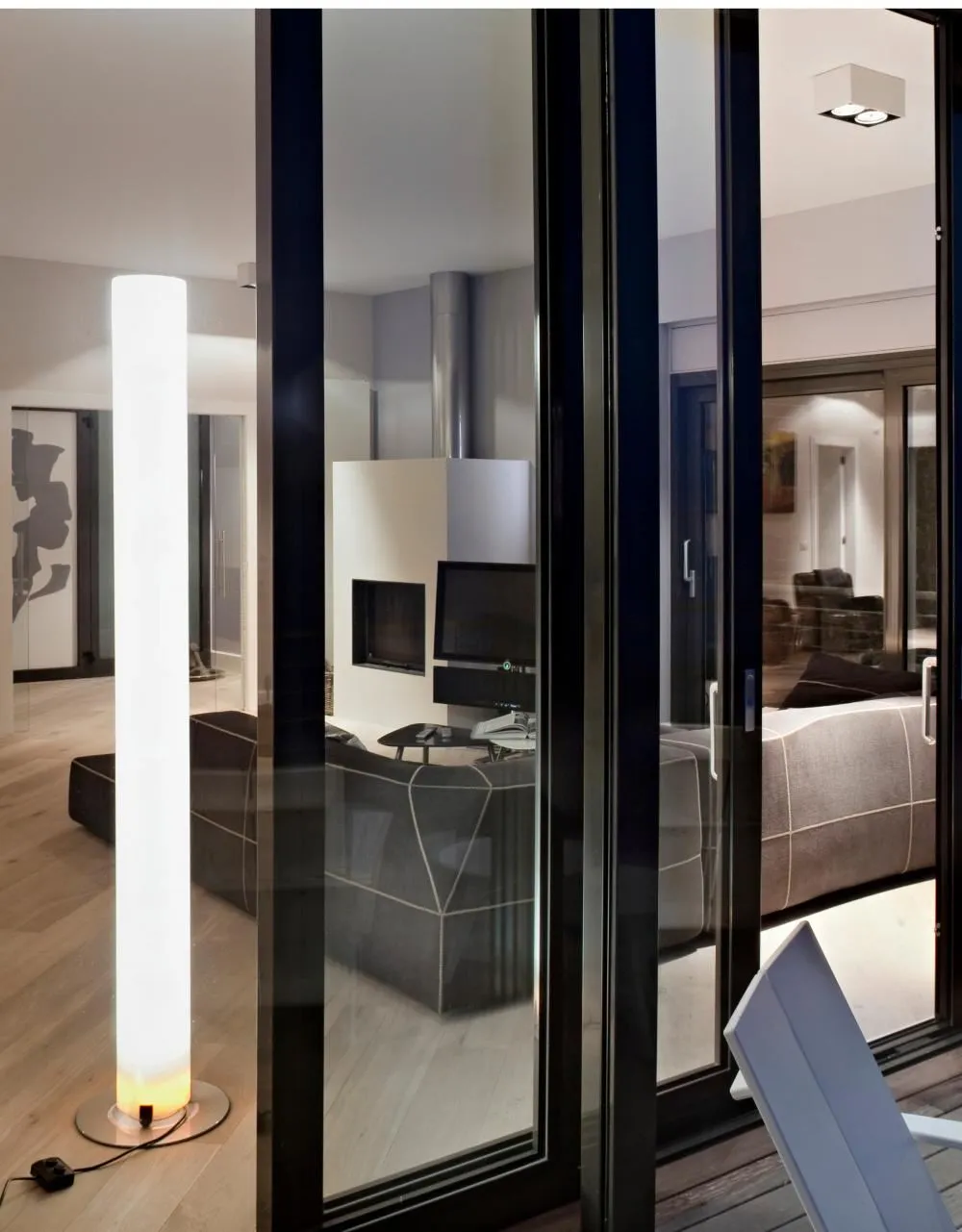 Floor Lamp with Dual Light - White, Acrylic