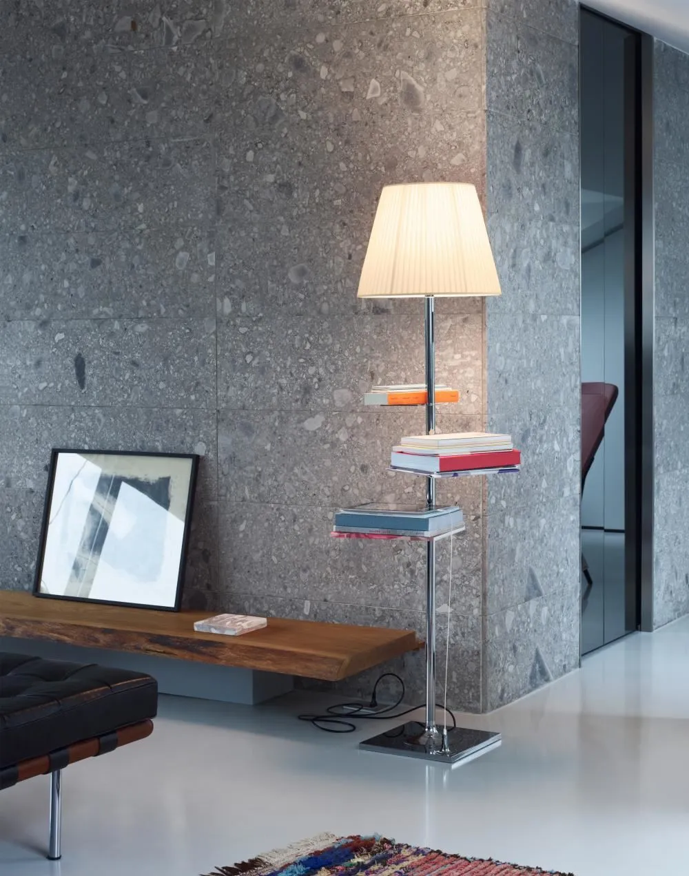 Floor Lamp with Shelves - Bronze, Aluminium