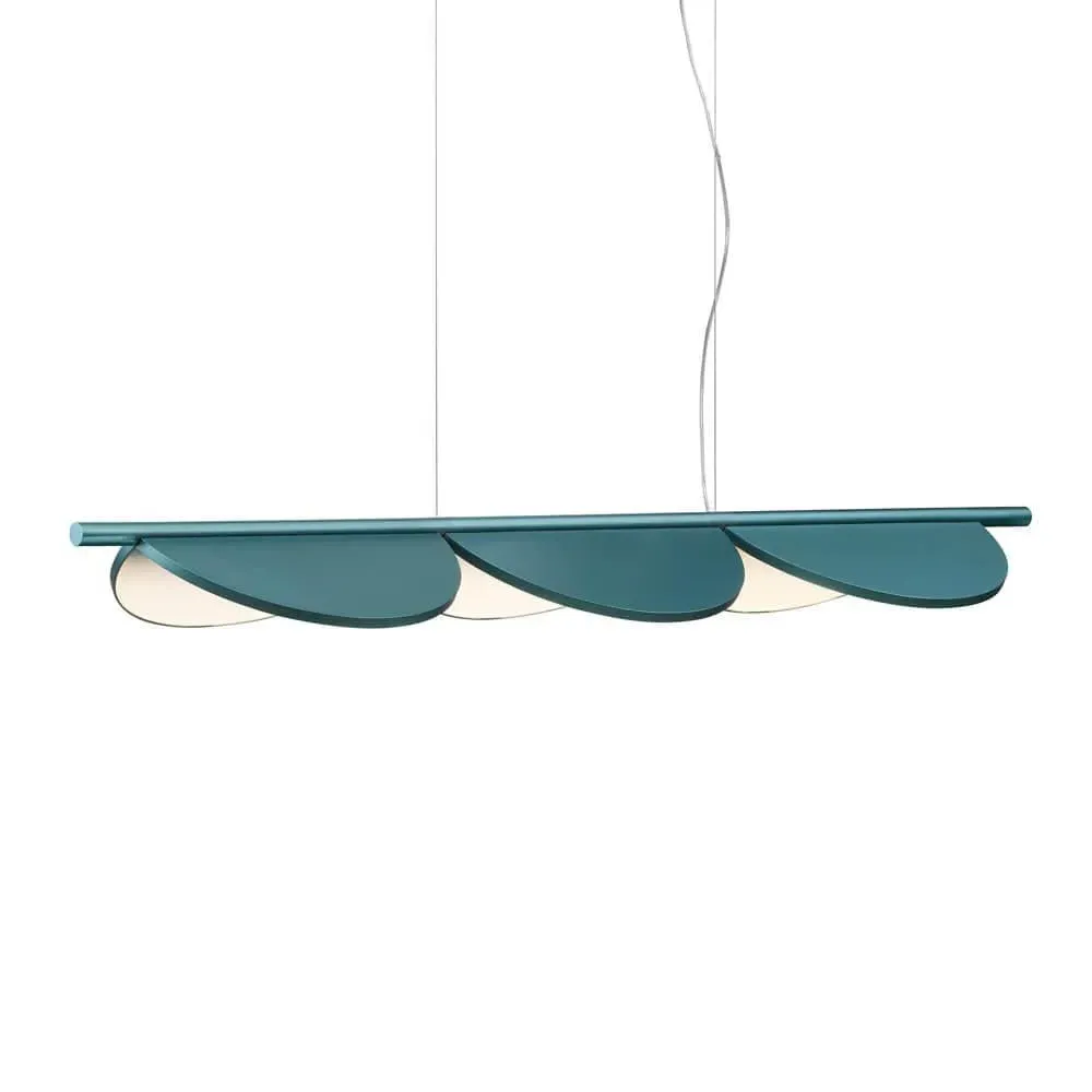 Linear Pendant Light with Adjustable Leaves - Blue