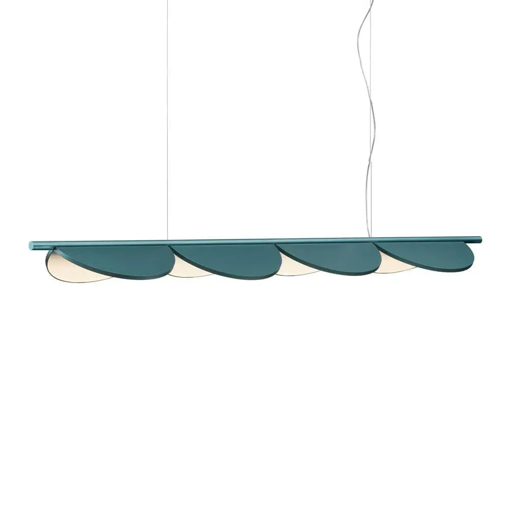 Linear Pendant Light with Adjustable Leaves - Blue