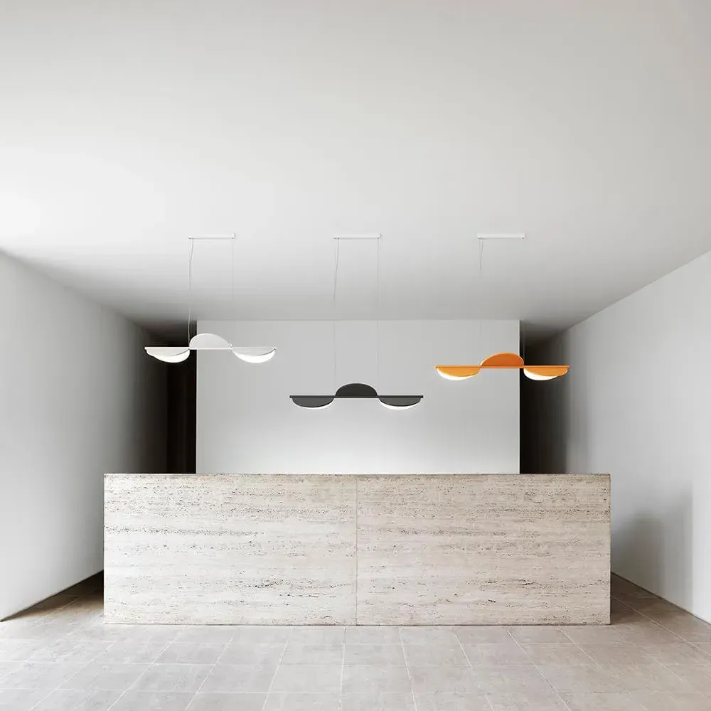 Linear Pendant Light with Adjustable Leaves - Grey