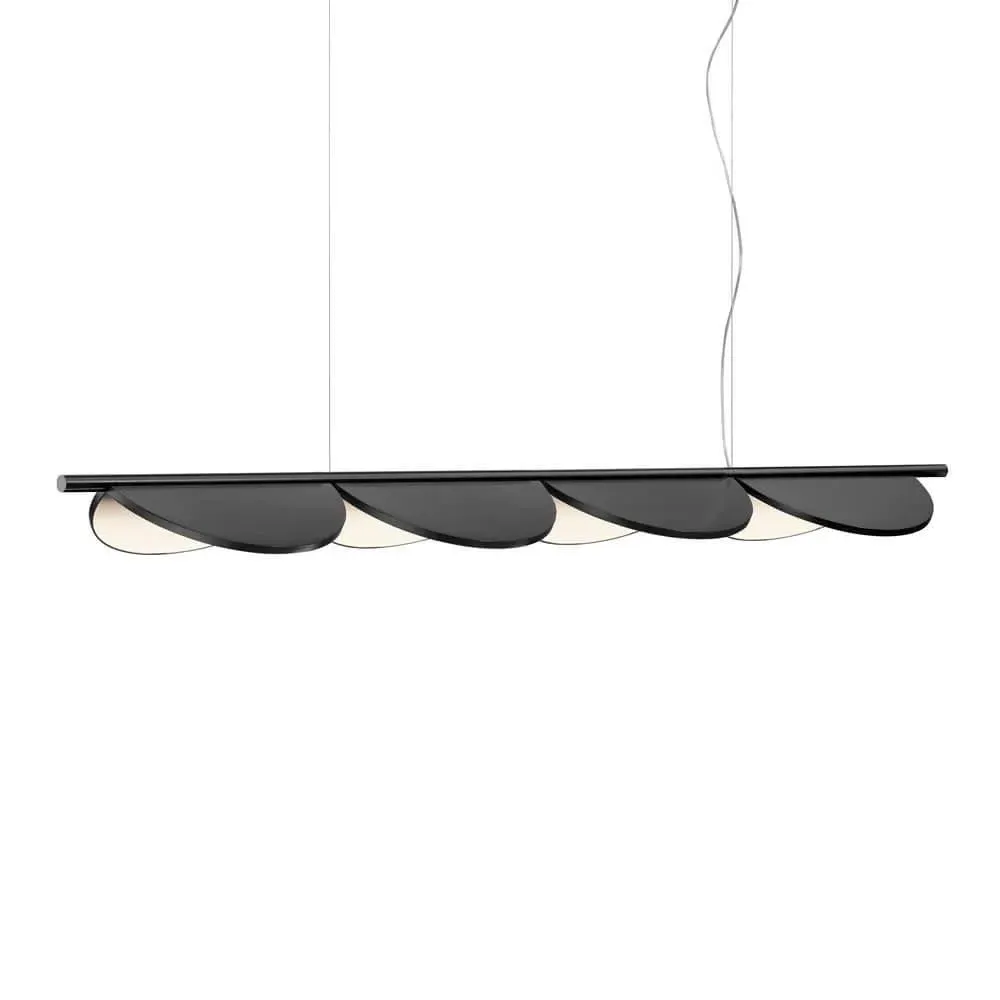 Linear Pendant Light with Adjustable Leaves - Grey