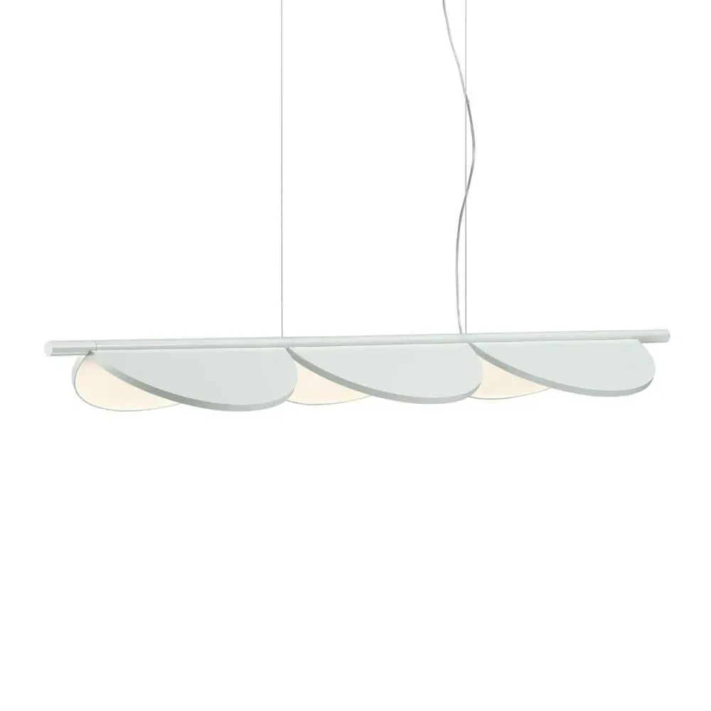 Linear Pendant Light with Adjustable Leaves - White