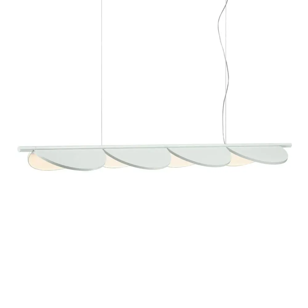 Linear Pendant Light with Adjustable Leaves - White