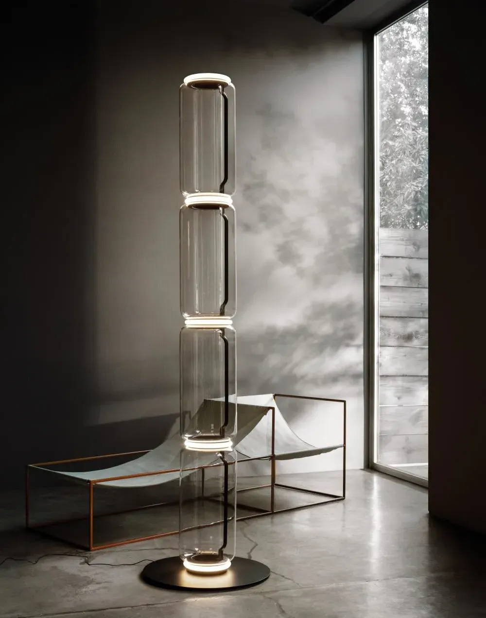 Medium Cylinder Floor Lamp with LED - Clear, Glass