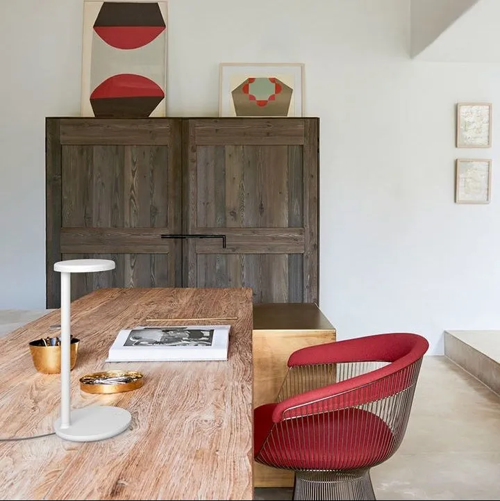 Oblique Table Lamp with USB Charging - Brown