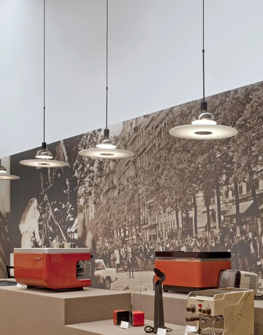 Pendant Light with Chrome Reflector - White