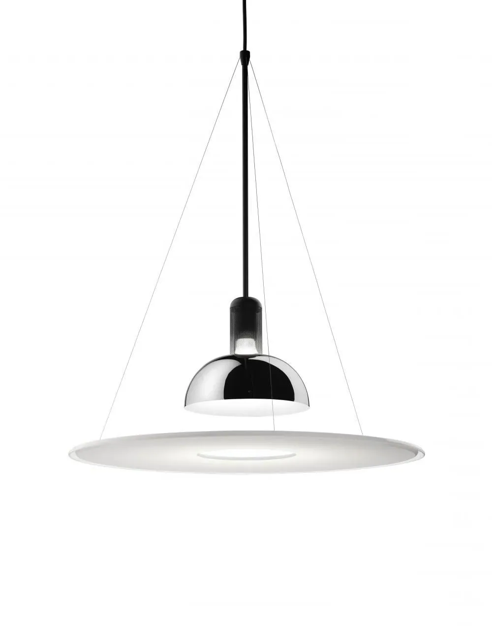 Pendant Light with Chrome Reflector - White
