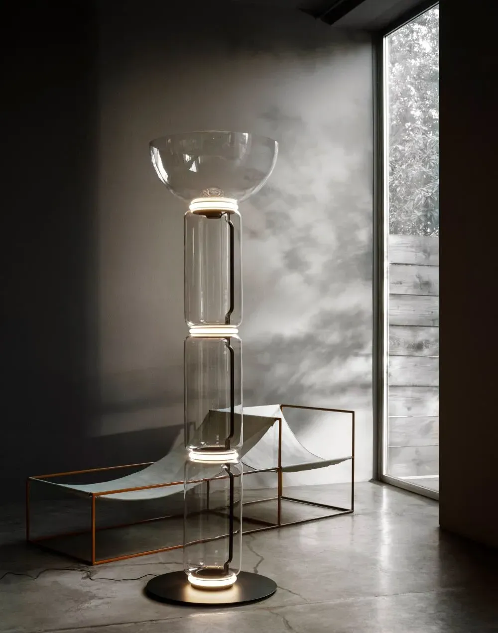 Small Cone Floor Lamp with LED - Clear, Glass