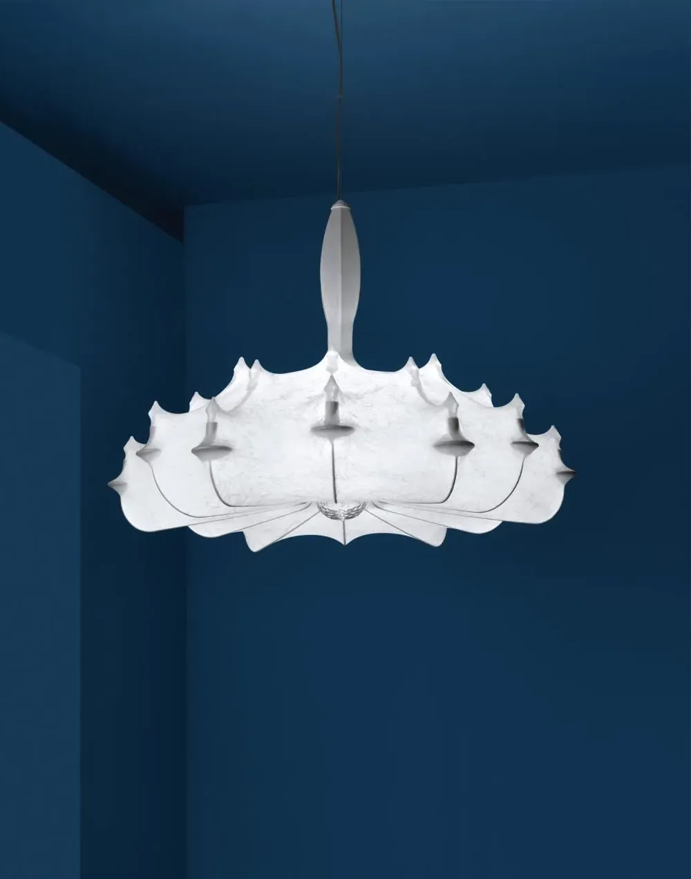 Small Pendant Light with Crystal - White, Steel