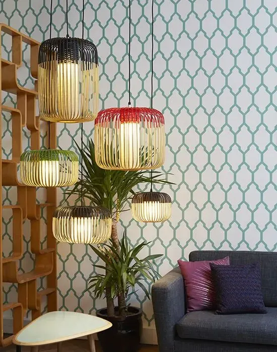 Bamboo Extra Small Pendant Shade - Red