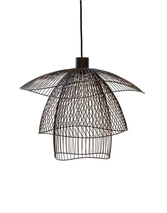 Large Pendant Light with LED - Black