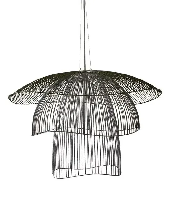 Large Pendant Light with LED - Black