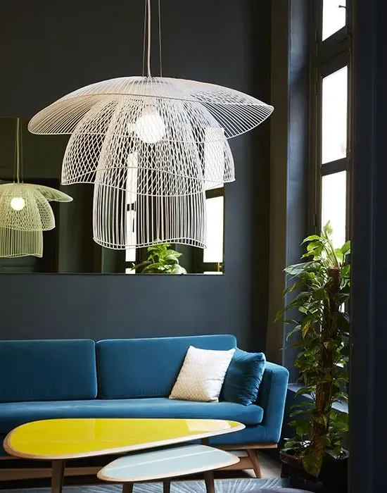 Large Pendant Light with LED - White