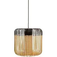 Medium Pendant Light with Bamboo Shade - Black