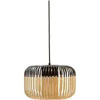 Small Pendant Light with Bamboo Shade - Black