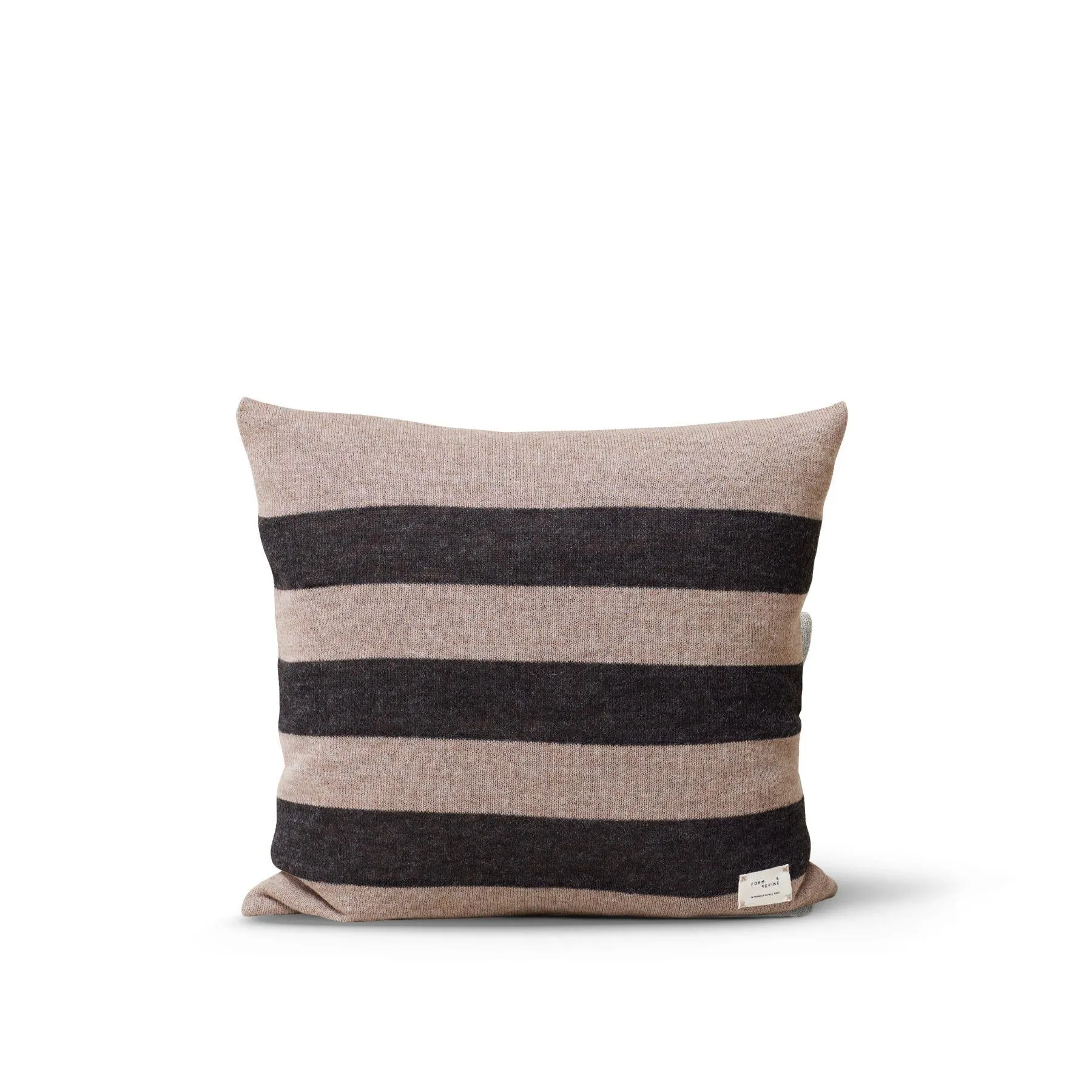 Rib Cushion with Geometric Pattern - Brown, Wool