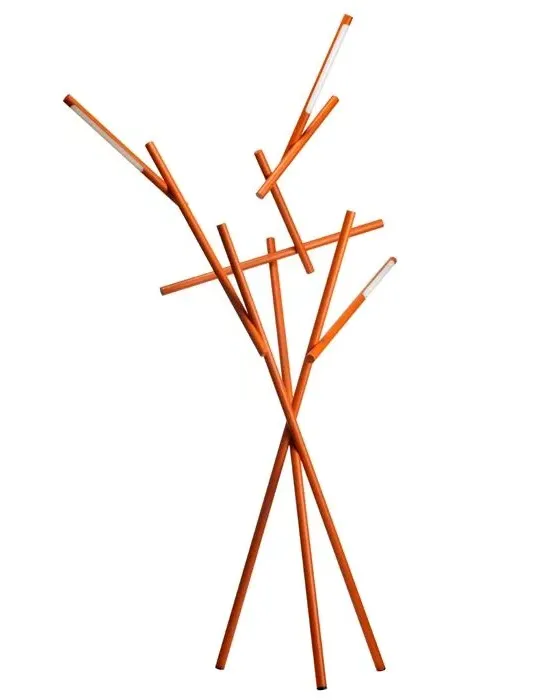 3-Section Floor Light with Dimmer - Orange, Aluminium