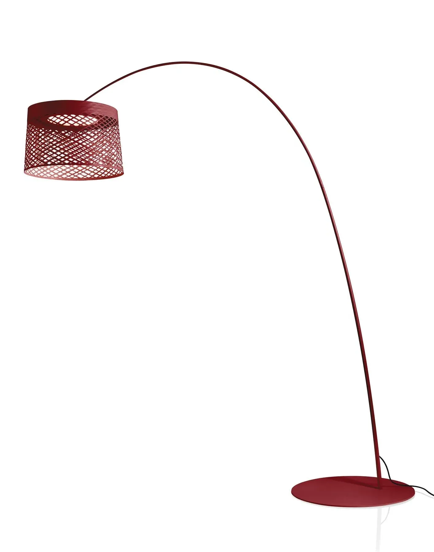Curved Floor Light with Grid Shade - Red, Glass Fibre