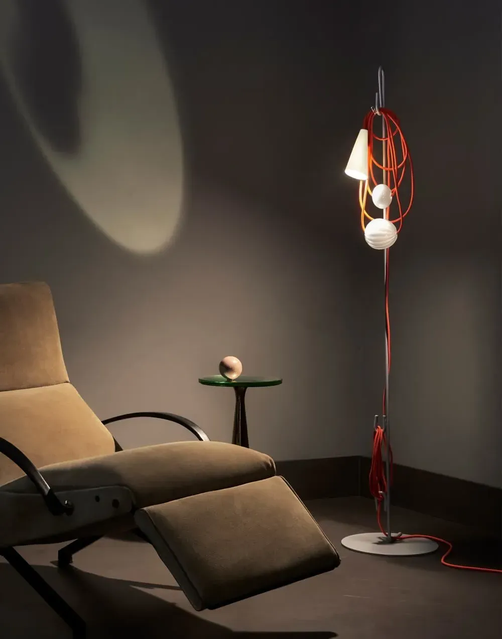 Floor Light with Cable Management - Grey/Black