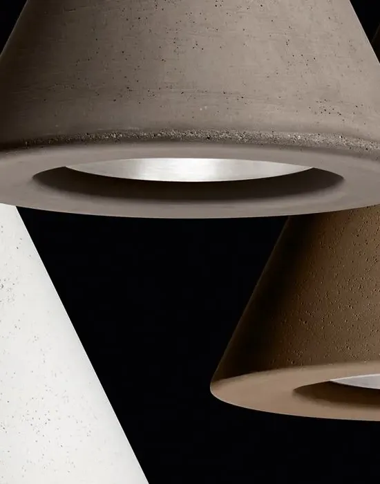 Funnel Pendant Light with LED - Red, Concrete