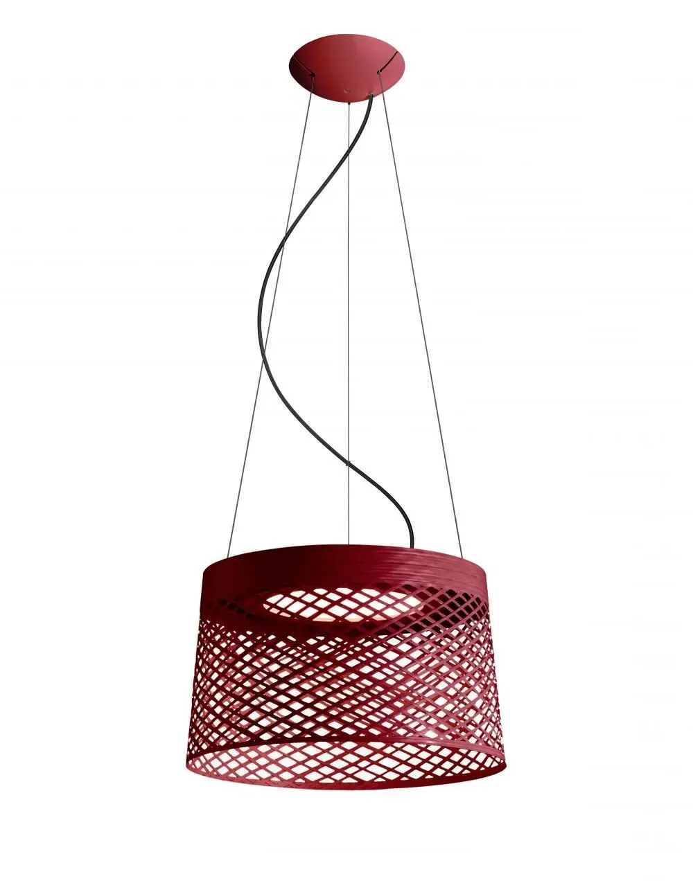 Grid Pendant Light with Wire Flex - Red, Glass Fibre