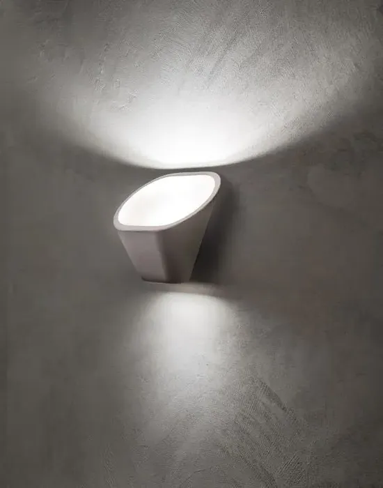 Oval Wall Light with LED - White, Concrete