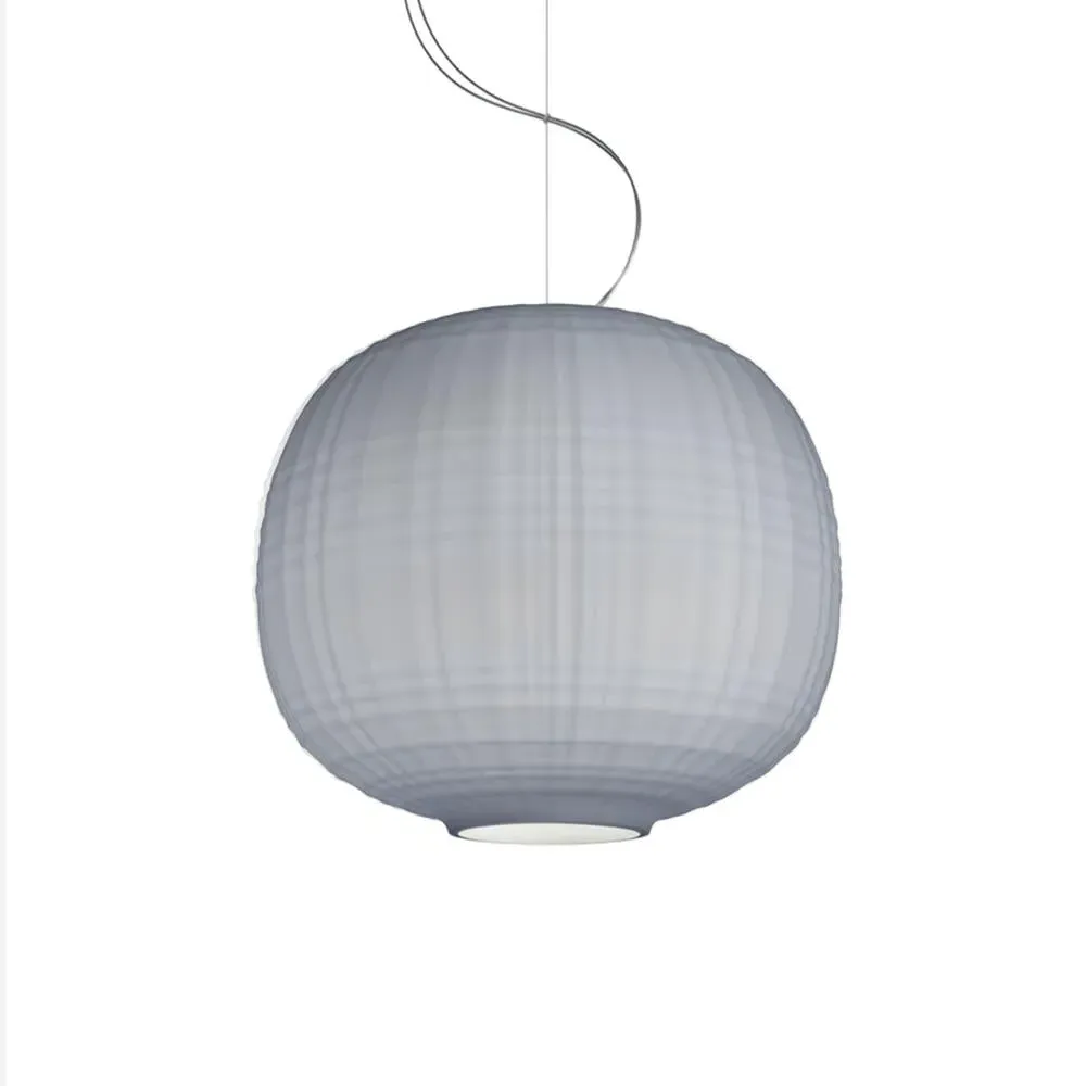 Pendant Light with Tartan Relief - Grey, Glass