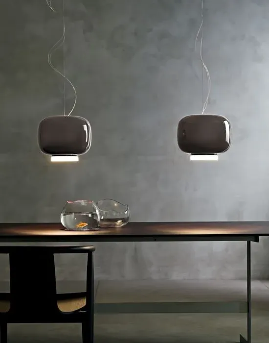 Round Pendant Light Halogen - Blown Glass