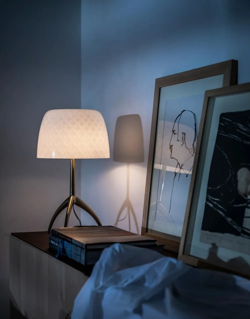 Small Table Lamp with Dimmer - Champagne, Glass