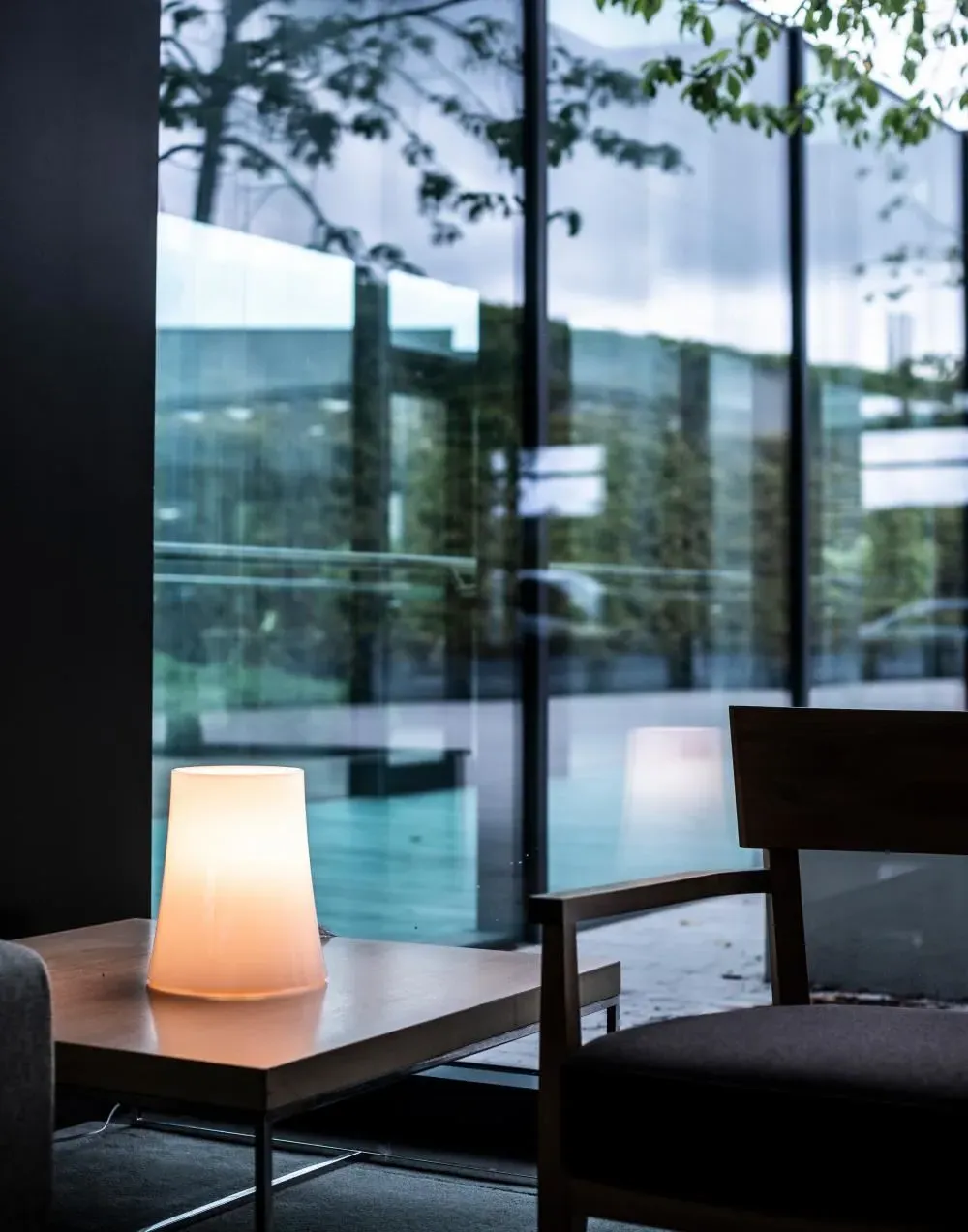 Small Table Lamp with Opal Shade - White