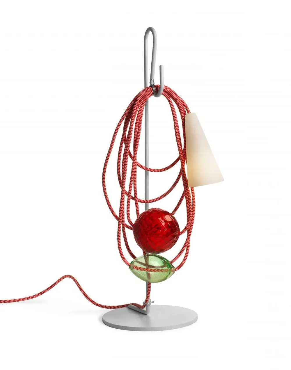 Table Lamp with Cable Design - Grey, Porcelain