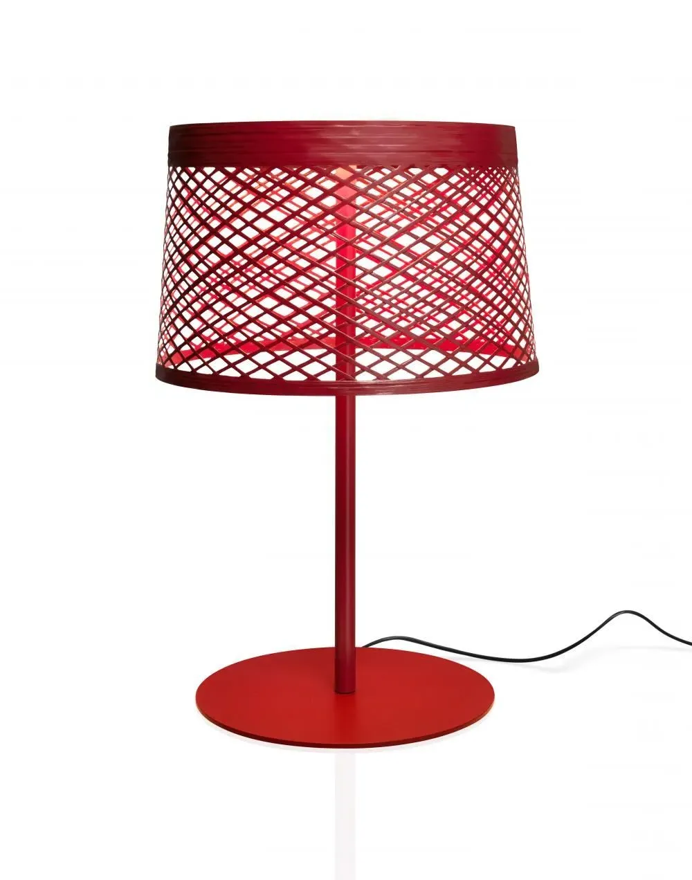Table Lamp with Woven Shade - Red, Composite