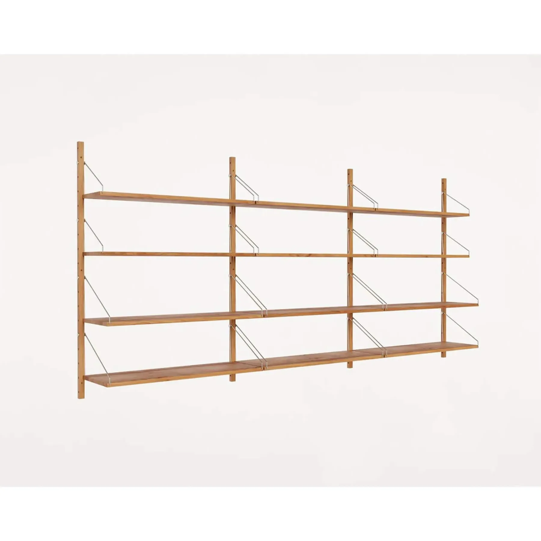 12-Shelf Wall Shelving System - Natural Oak
