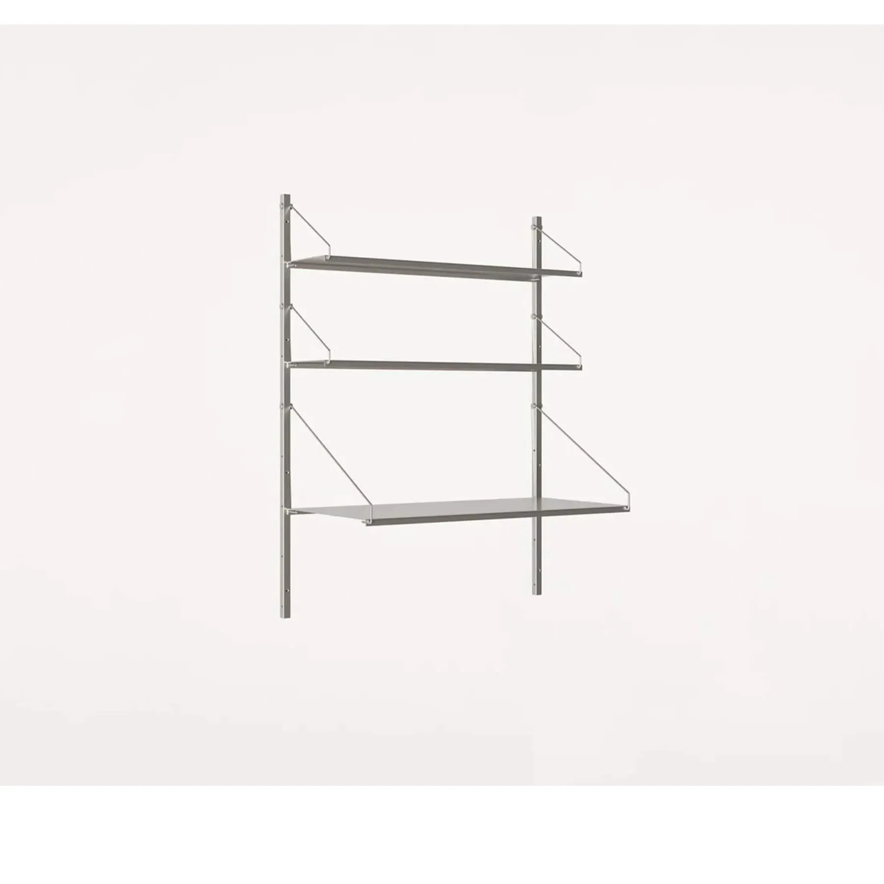 2-Shelf Desk Shelving Unit - Stainless Steel