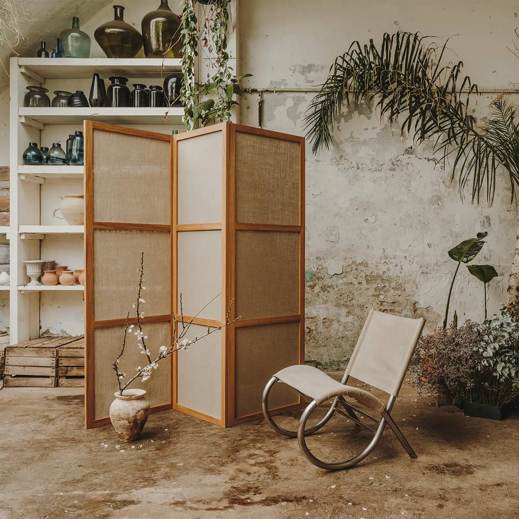 3-Panel Room Divider - Natural, Oak Canvas