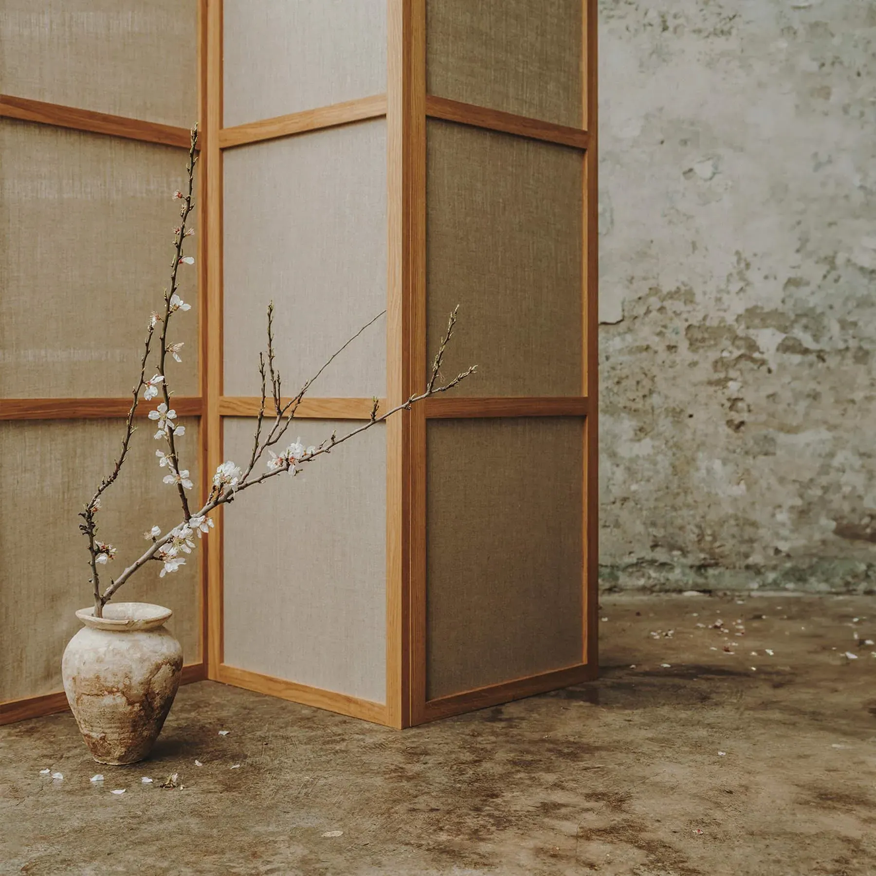 3-Panel Room Divider - Natural, Oak Canvas