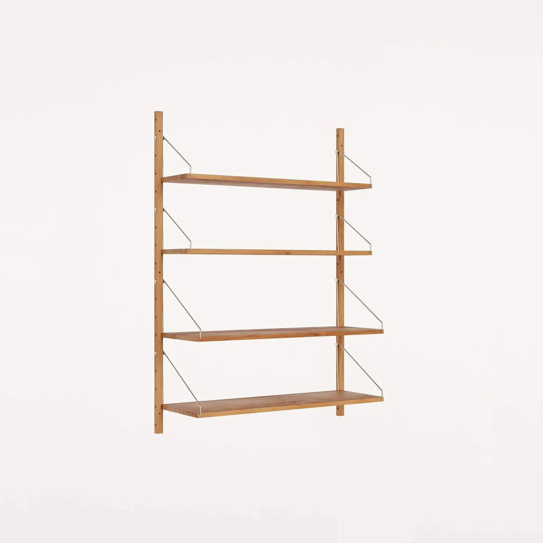 4-Shelf Wall Shelving System - Natural Oak