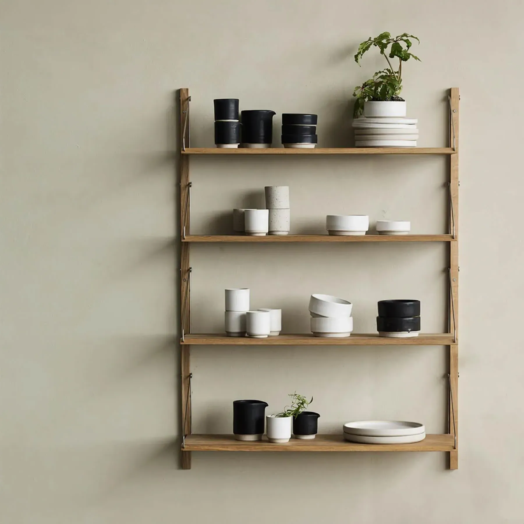 5-Shelf Wall Shelving System - Dark Oak