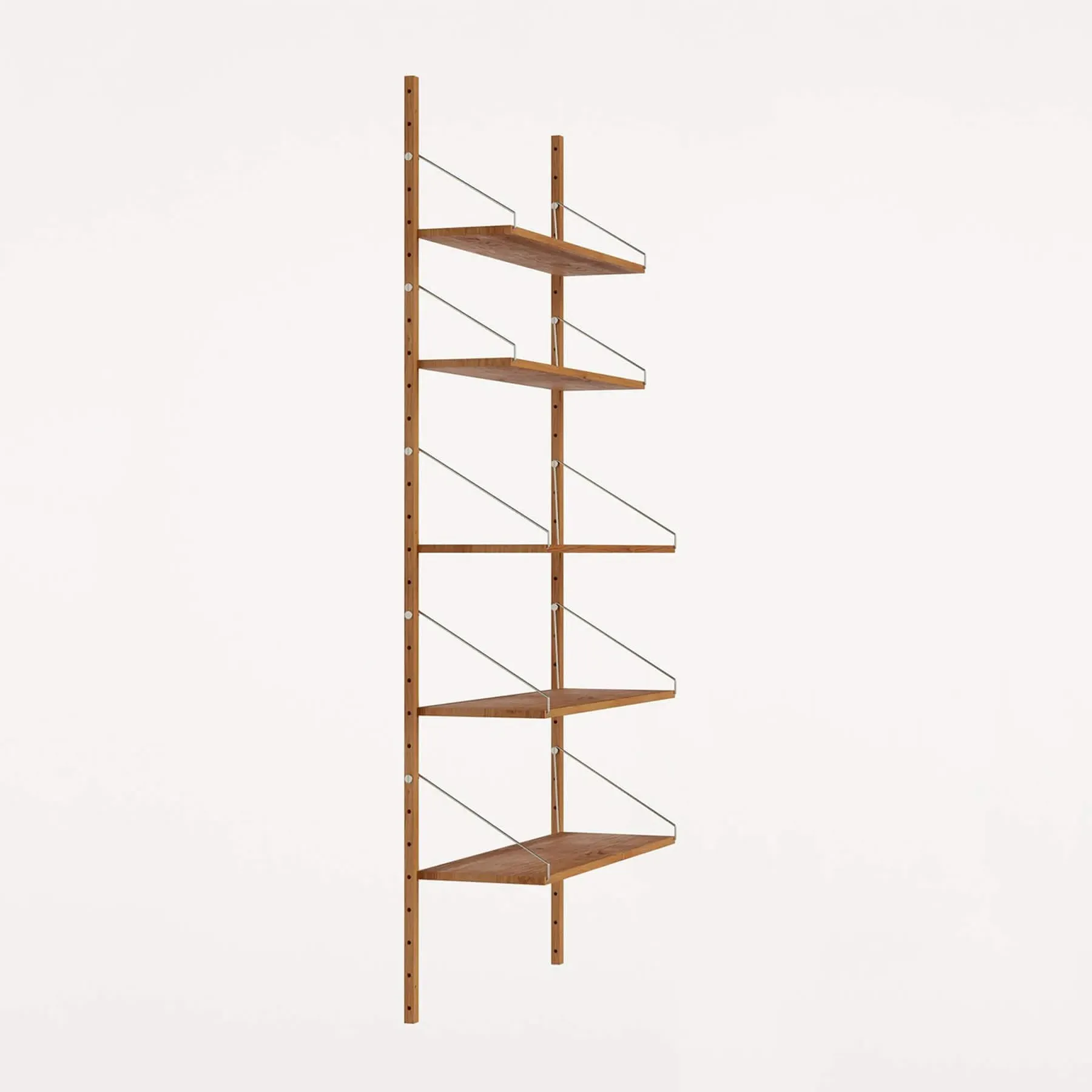 5-Shelf Wall Shelving System - Natural Oak