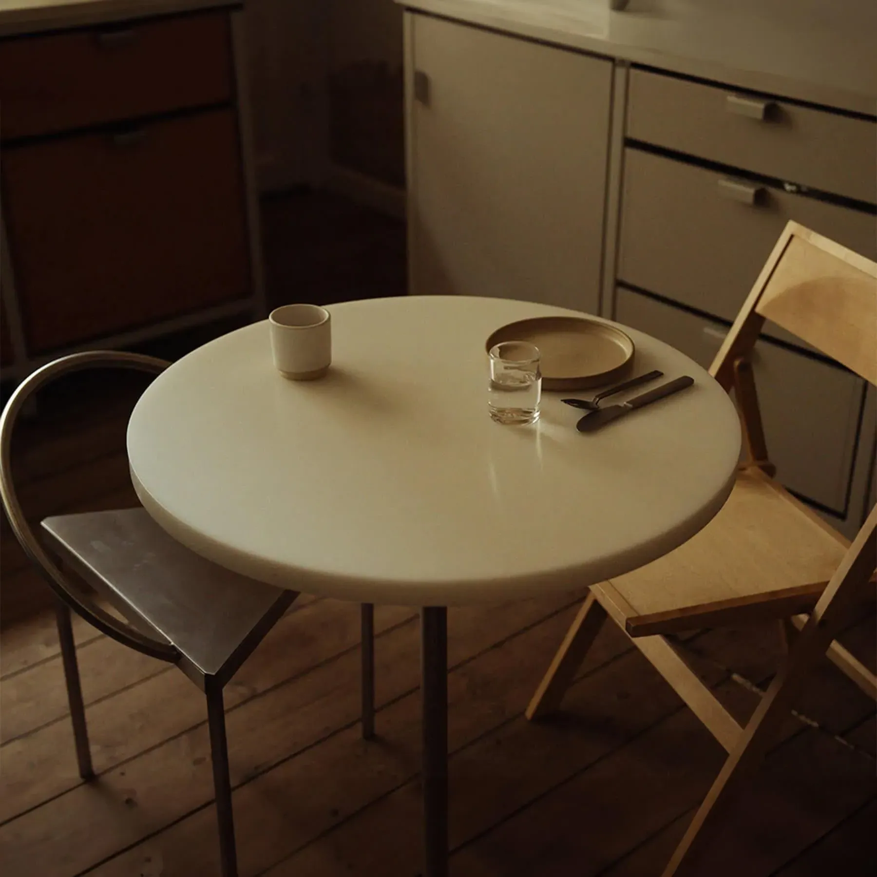 57 Small Round Table - Yellow, Limestone