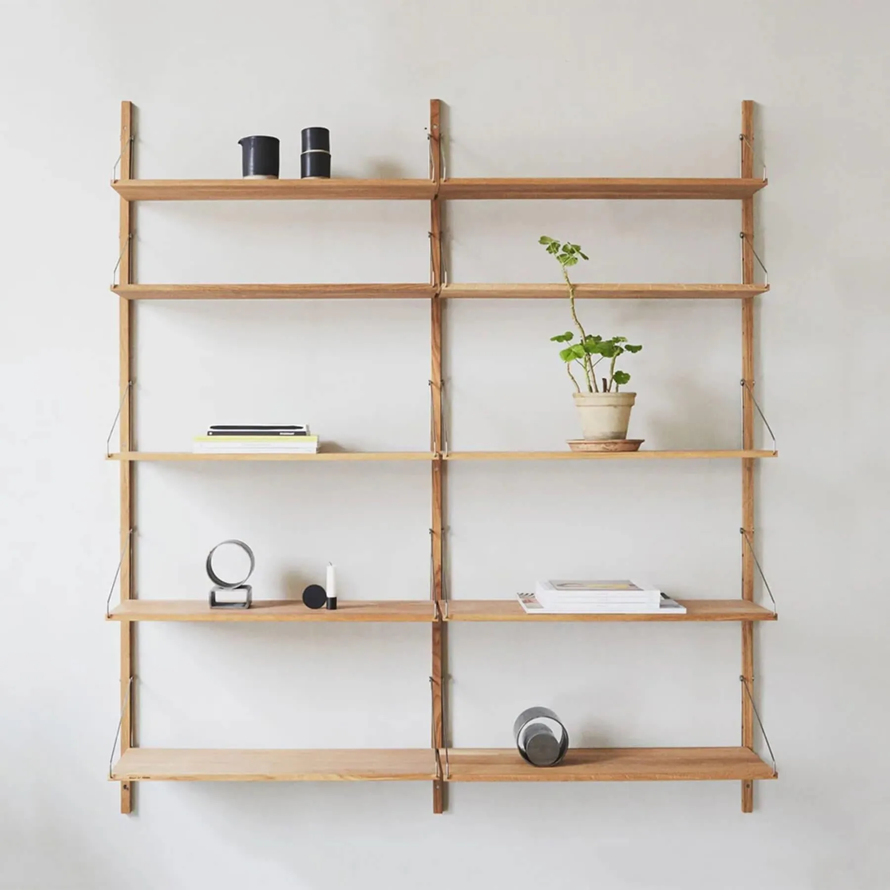 8-Shelf Wall Shelving System - Natural Oak